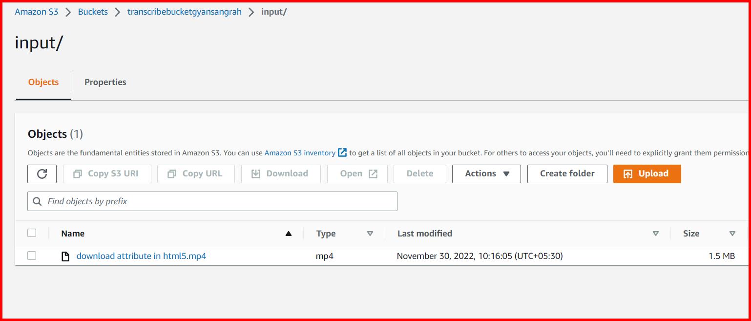 Picture showing the video file uploaded in input folder